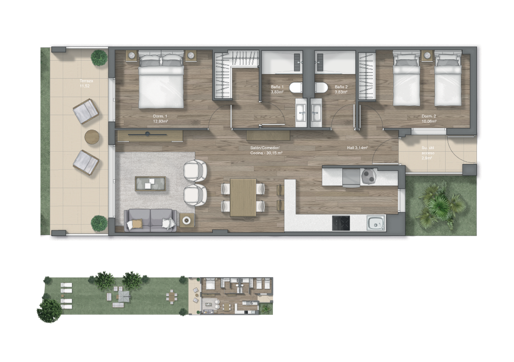 Apartmán v přízemí s terasou